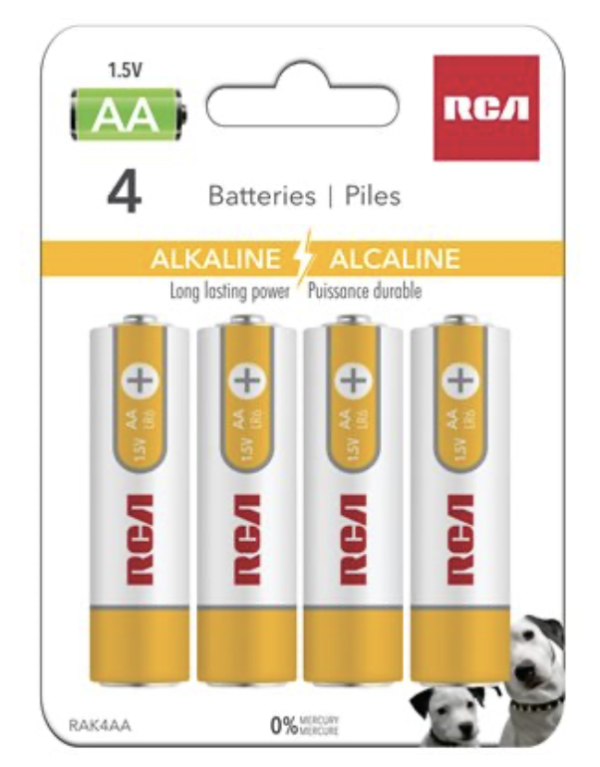RCA Alkaline “AA” Batteries ~ 4/pack